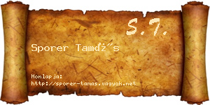 Sporer Tamás névjegykártya